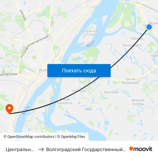 Центральный Рынок to Волгоградский Государственный Университет "" Волгу"" map