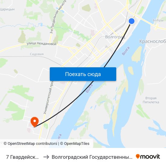 7 Гвардейской Дивизии to Волгоградский Государственный Университет "" Волгу"" map