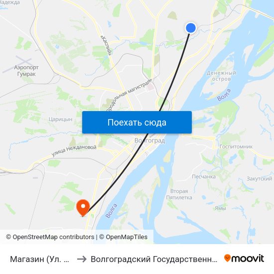 Магазин (Ул. Путиловская) to Волгоградский Государственный Университет "" Волгу"" map