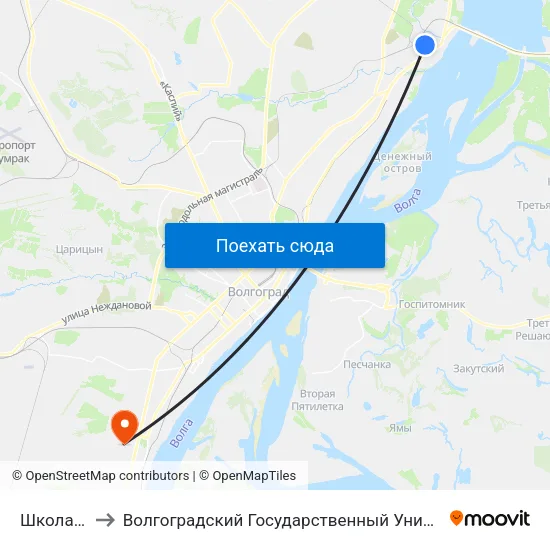 Школа №88 to Волгоградский Государственный Университет "" Волгу"" map