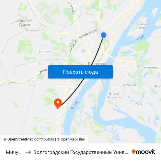 Мичурина to Волгоградский Государственный Университет "" Волгу"" map