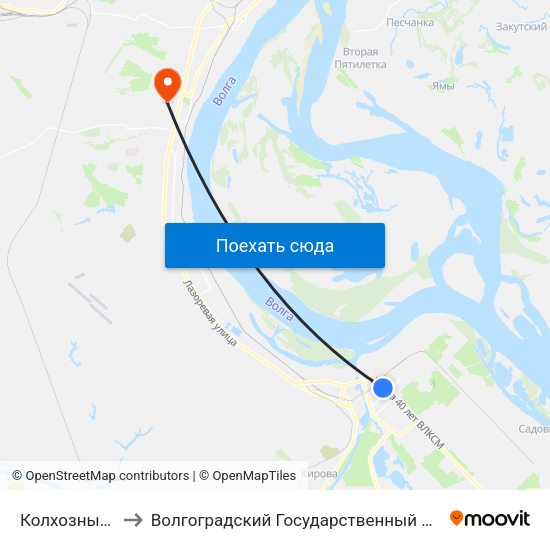 Колхозный Рынок to Волгоградский Государственный Университет "" Волгу"" map