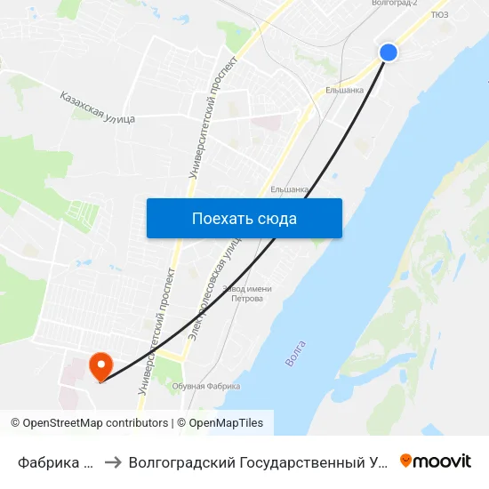Фабрика Царица to Волгоградский Государственный Университет "" Волгу"" map