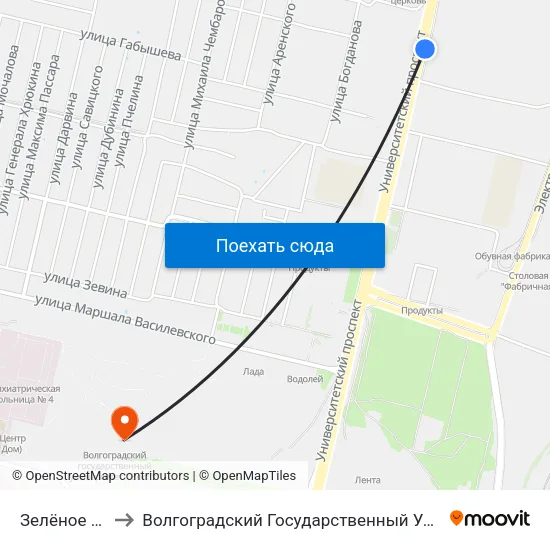 Зелёное Кольцо to Волгоградский Государственный Университет "" Волгу"" map