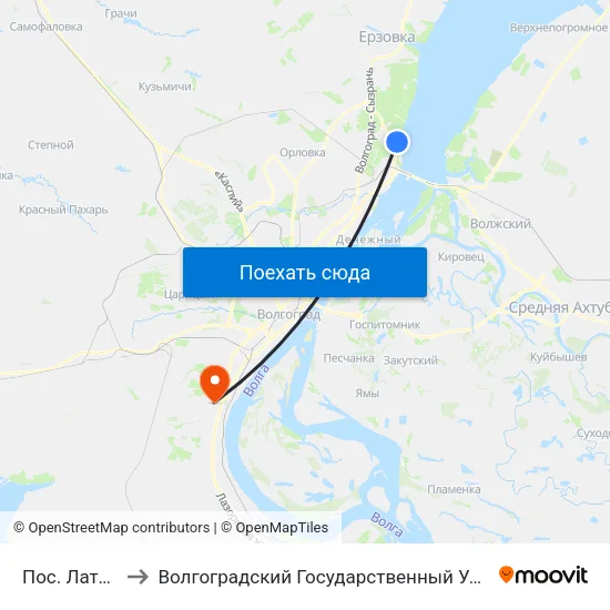 Пос. Латошинка to Волгоградский Государственный Университет "" Волгу"" map