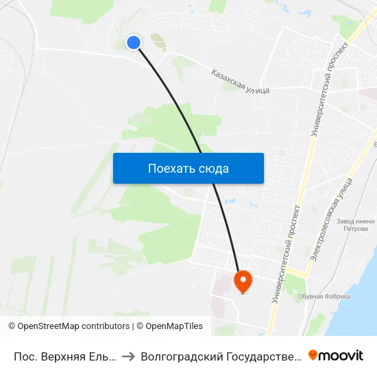 Пос. Верхняя Ельшанка (Конечная) to Волгоградский Государственный Университет "" Волгу"" map