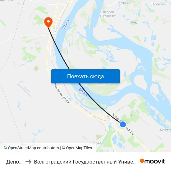 Депо №3 to Волгоградский Государственный Университет "" Волгу"" map