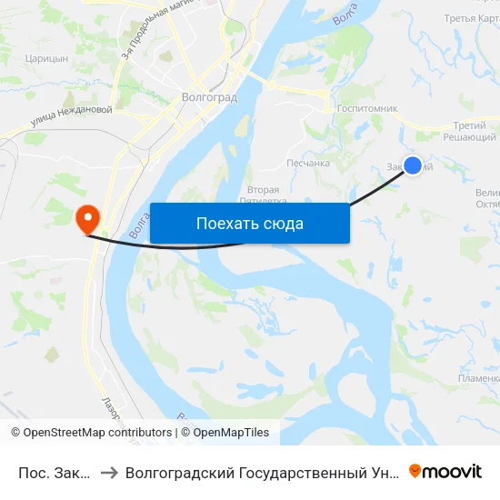 Пос. Закутский to Волгоградский Государственный Университет "" Волгу"" map