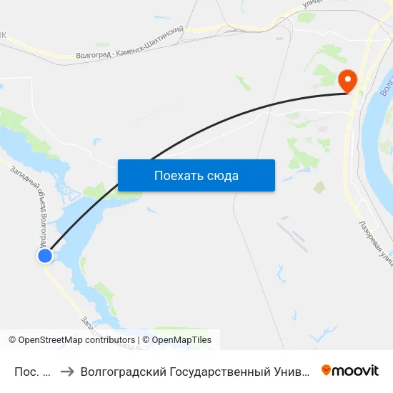 Пос. Заря to Волгоградский Государственный Университет "" Волгу"" map