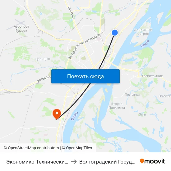 Экономико-Технический Колледж (Проспект Металлургов) to Волгоградский Государственный Университет "" Волгу"" map