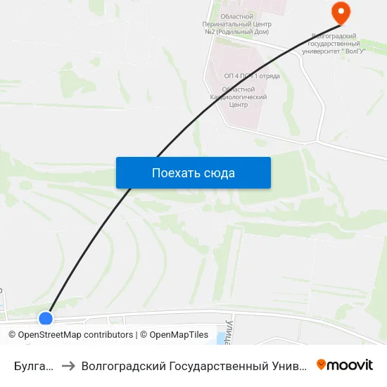 Булгакова to Волгоградский Государственный Университет "" Волгу"" map