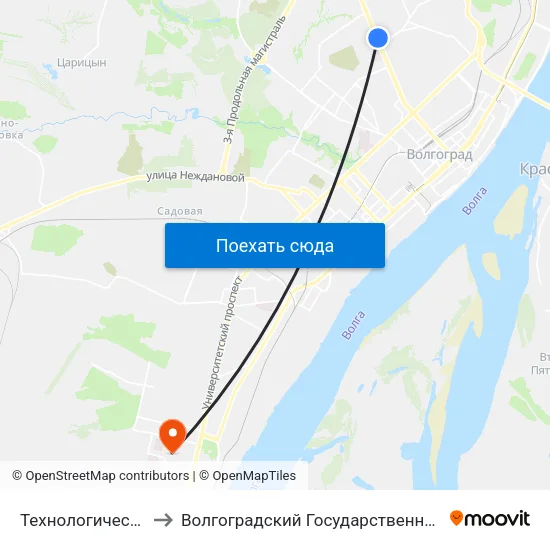 Технологический Колледж to Волгоградский Государственный Университет "" Волгу"" map