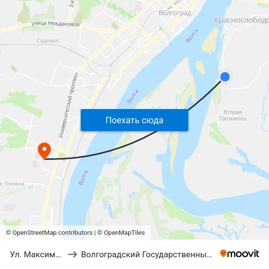 Ул. Максима Горького to Волгоградский Государственный Университет "" Волгу"" map