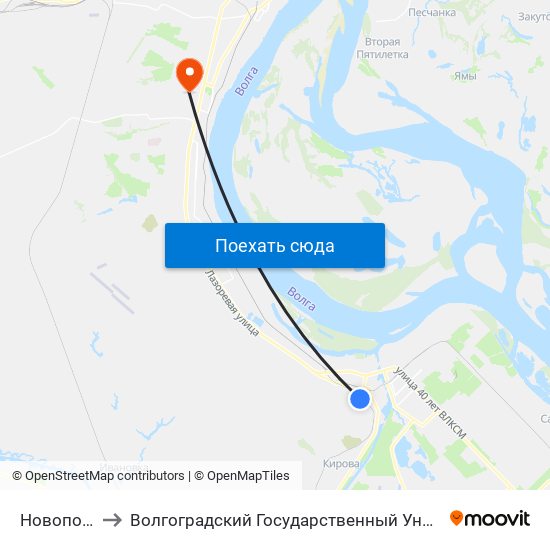 Новопортная to Волгоградский Государственный Университет "" Волгу"" map