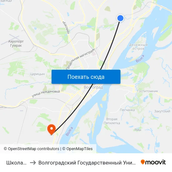 Школа №26 to Волгоградский Государственный Университет "" Волгу"" map