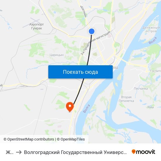 Жби to Волгоградский Государственный Университет "" Волгу"" map