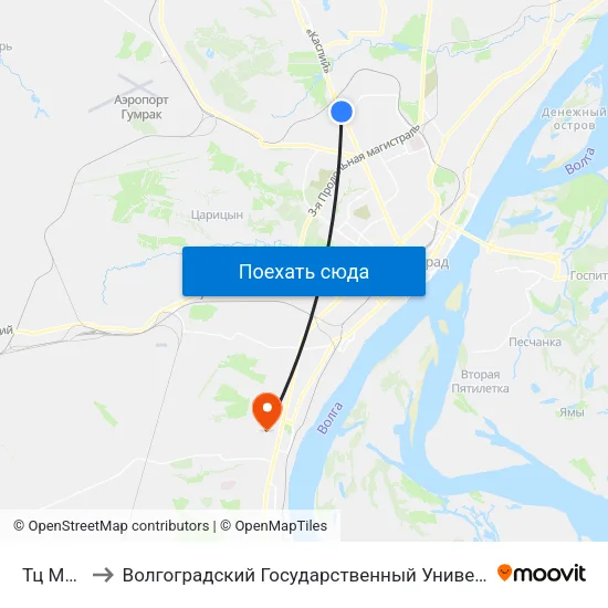 Тц Метро to Волгоградский Государственный Университет "" Волгу"" map