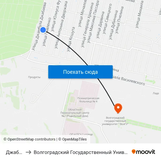 Джабаева to Волгоградский Государственный Университет "" Волгу"" map