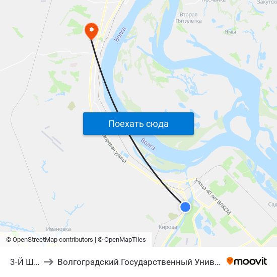 3-Й Шлюз to Волгоградский Государственный Университет "" Волгу"" map