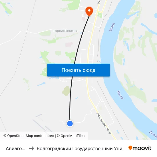 Авиагородок to Волгоградский Государственный Университет "" Волгу"" map