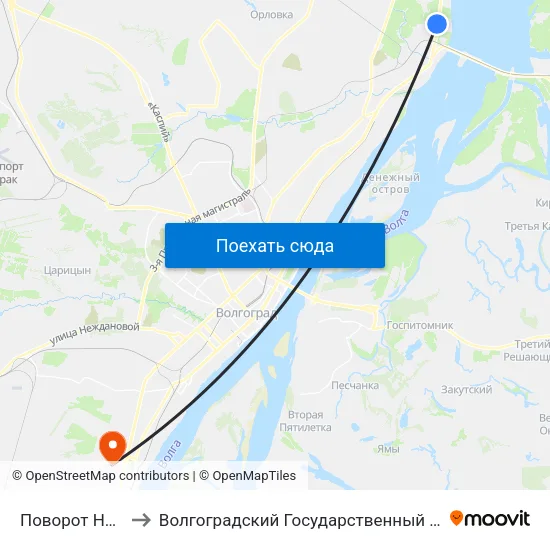 Поворот На Пос. Гэс to Волгоградский Государственный Университет "" Волгу"" map