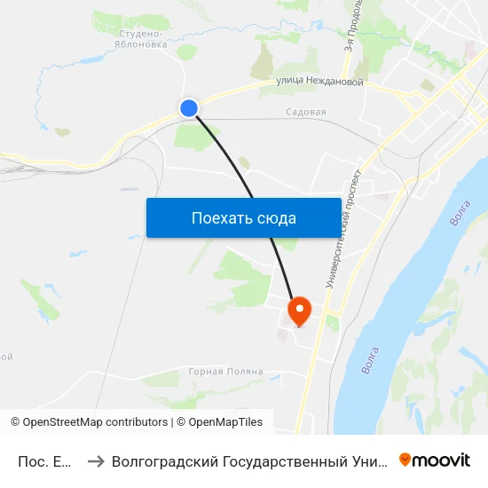 Пос. Ежовка to Волгоградский Государственный Университет "" Волгу"" map