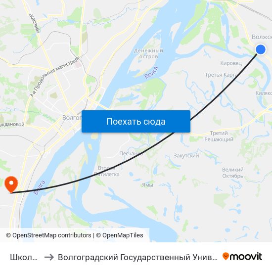 Школа №3 to Волгоградский Государственный Университет "" Волгу"" map