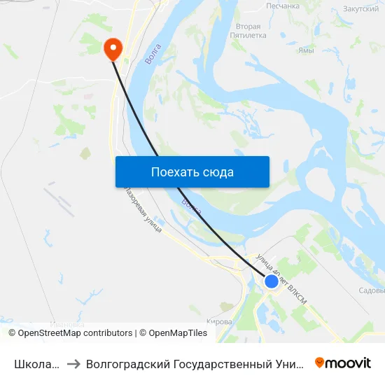 Школа №71 to Волгоградский Государственный Университет "" Волгу"" map