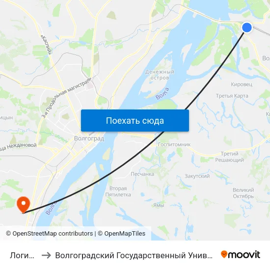 Логинова to Волгоградский Государственный Университет "" Волгу"" map
