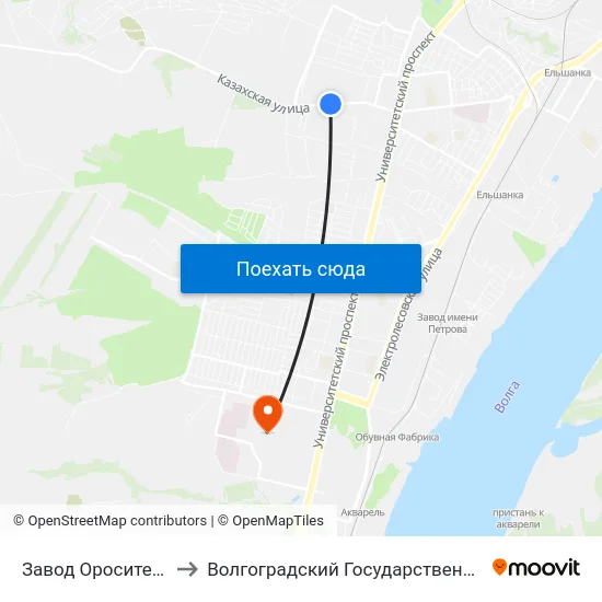 Завод Оросительной Техники to Волгоградский Государственный Университет "" Волгу"" map