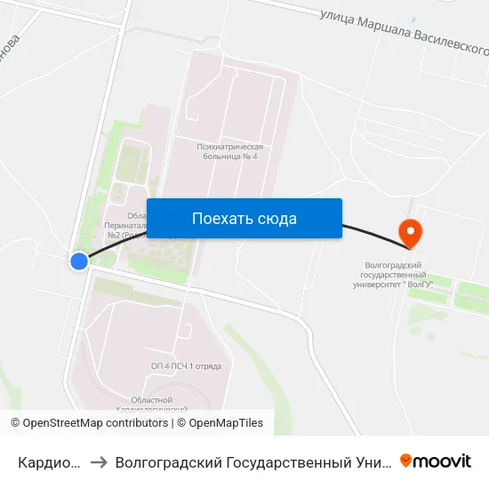 Кардиоцентр to Волгоградский Государственный Университет "" Волгу"" map