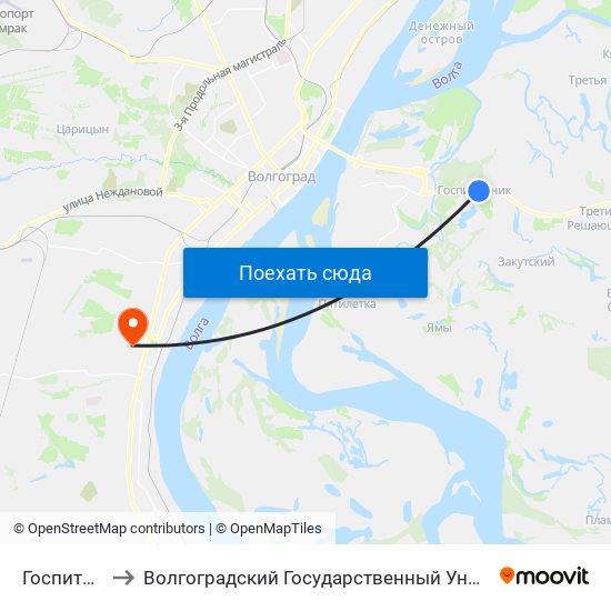 Госпитомник to Волгоградский Государственный Университет "" Волгу"" map