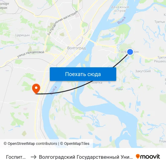 Госпитомник to Волгоградский Государственный Университет "" Волгу"" map