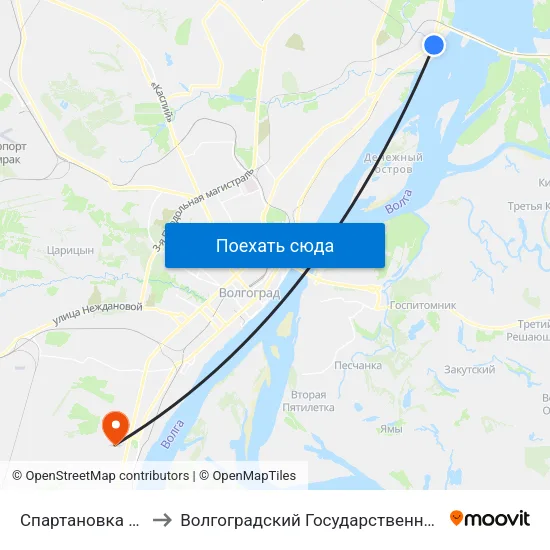 Спартановка (Троллейбус) to Волгоградский Государственный Университет "" Волгу"" map