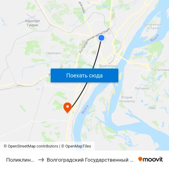Поликлиника №28 to Волгоградский Государственный Университет "" Волгу"" map