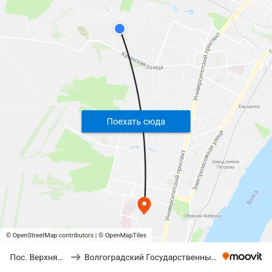 Пос. Верхняя Ельшанка to Волгоградский Государственный Университет "" Волгу"" map