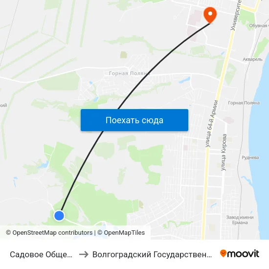 Садовое Общество Берендей to Волгоградский Государственный Университет "" Волгу"" map