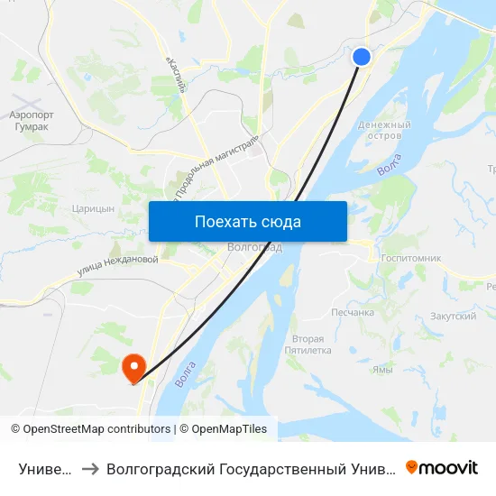 Универмаг to Волгоградский Государственный Университет "" Волгу"" map