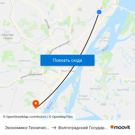 Экономико-Технический Колледж (Ул. Шурухина) to Волгоградский Государственный Университет "" Волгу"" map