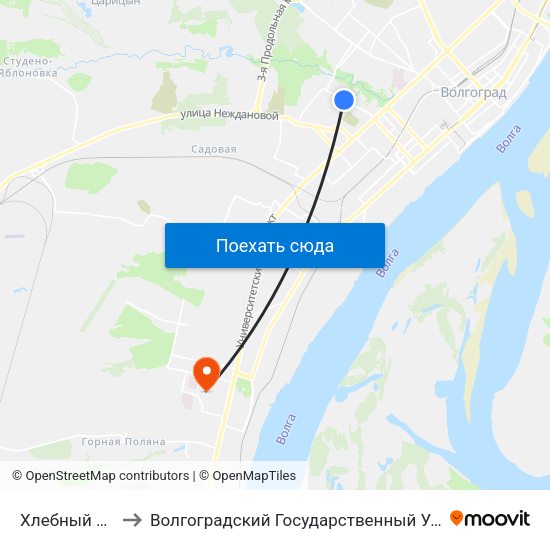 Хлебный Магазин to Волгоградский Государственный Университет "" Волгу"" map