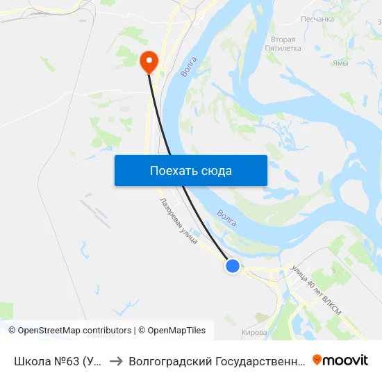 Школа №63 (Ул. Лазоревая) to Волгоградский Государственный Университет "" Волгу"" map