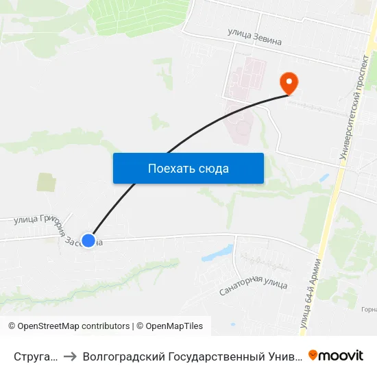 Стругацких to Волгоградский Государственный Университет "" Волгу"" map