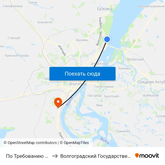 По Требованию (Ул. Героев Тулы) to Волгоградский Государственный Университет "" Волгу"" map