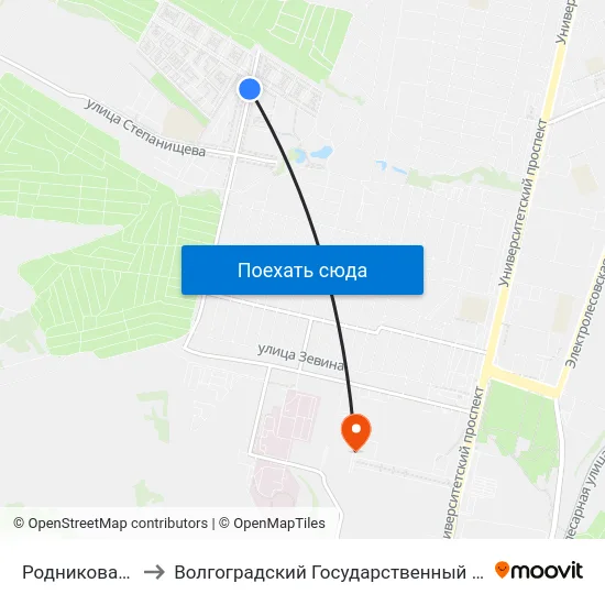 Родниковая Долина to Волгоградский Государственный Университет "" Волгу"" map