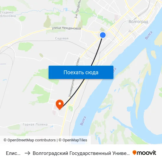 Елисеева to Волгоградский Государственный Университет "" Волгу"" map