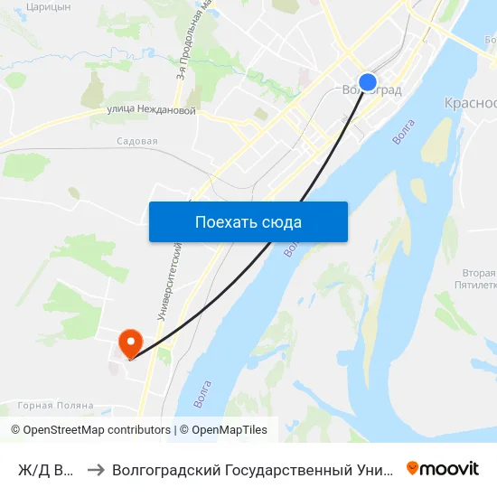Ж/Д Вокзал to Волгоградский Государственный Университет "" Волгу"" map