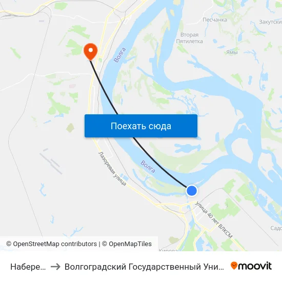 Набережная to Волгоградский Государственный Университет "" Волгу"" map