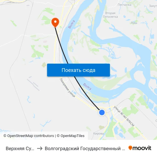 Верхняя Судоверфь to Волгоградский Государственный Университет "" Волгу"" map