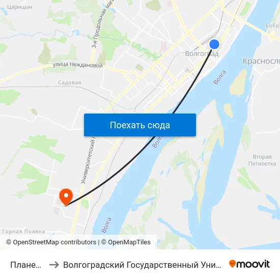 Планетарий to Волгоградский Государственный Университет "" Волгу"" map