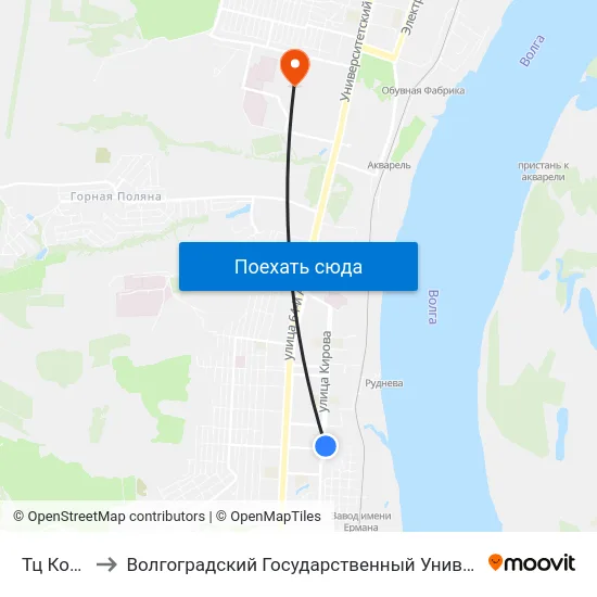 Тц Космос to Волгоградский Государственный Университет "" Волгу"" map